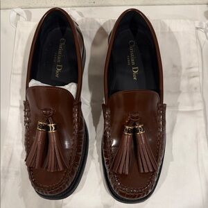Dior Women's D-Academy Leather Loafers in Brown Size 39.5/US 9.5